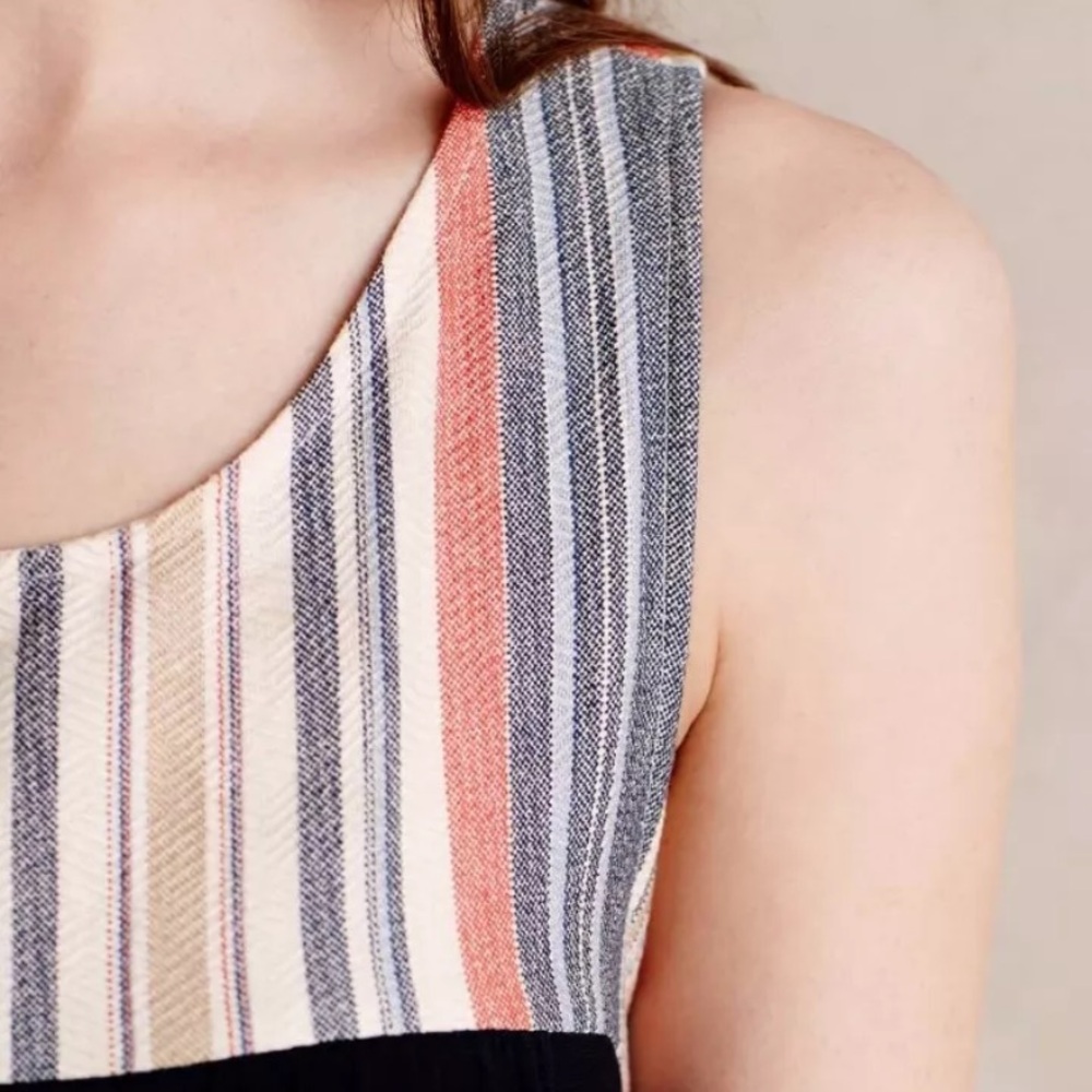 Anthropologie Porridge Trapeze Striped Rayon Blend Sleeveless‎ Dress Size Medium - Picture 2 of 8